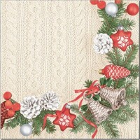 SILVER RED WREATH ON KNITTED, Daisy