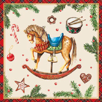 CLASSIC ROCKING HORSE cream 25x25, Ambiente