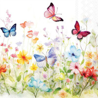 BUTTERFLIES IN FIELD white 33x33, Ambiente