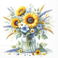 SUNFLOWERS IN JAR 33x33, Ambiente