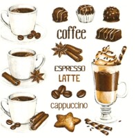 servítky Coffe Cups & Chocolate Sweets