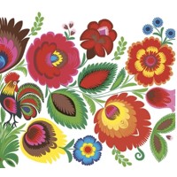 servítky Floral Folk Pattern with Cock