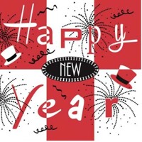 Servítky NEW YEAR rot-schwarz 25x25/250 ks Linclass, MANK