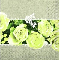 Servítky papier  100 ks  LOVELY ROSES gelb 40x40 , Mank