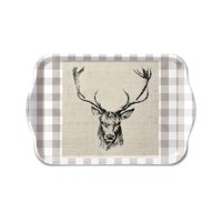  13x21 CHECKED STAG HEAD brown, Ambiente