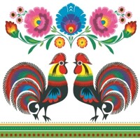 TWO FOLK ROOSTERS, Maki