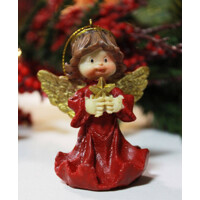 Červená závesná ozdoba anjelika s hviezdičkou 7cm