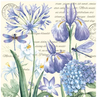 IRISES HYDRANGEA AND DRAGONFLIES 33x33,, Maki