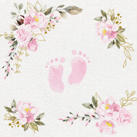 BABY FEET light pink 40x40/50 Airlaid, Paw
