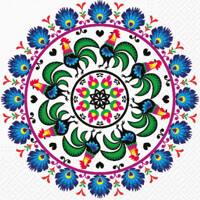 ROOSTER CIRCLE FOLK 33x33, Paw