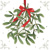 Candle medium Mistletoe with bow white