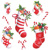 Tray melamine 13x21 cm X-Mas stockings white