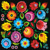 LOWICZ FOLK COLOURFUL CUT-OT ON black 33x33,  Maki